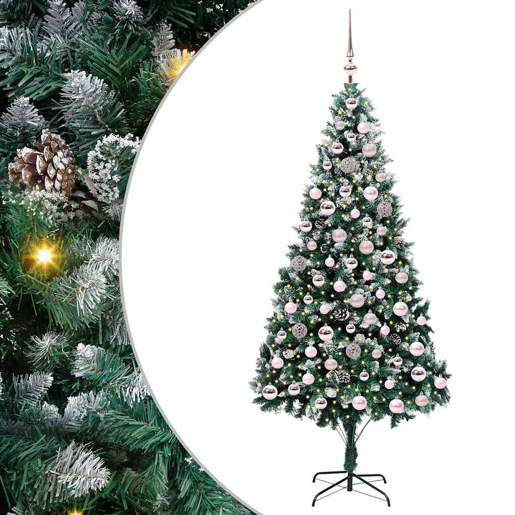 Artificial Christmas Tree with 300 LEDs with Stand Green 210 cm