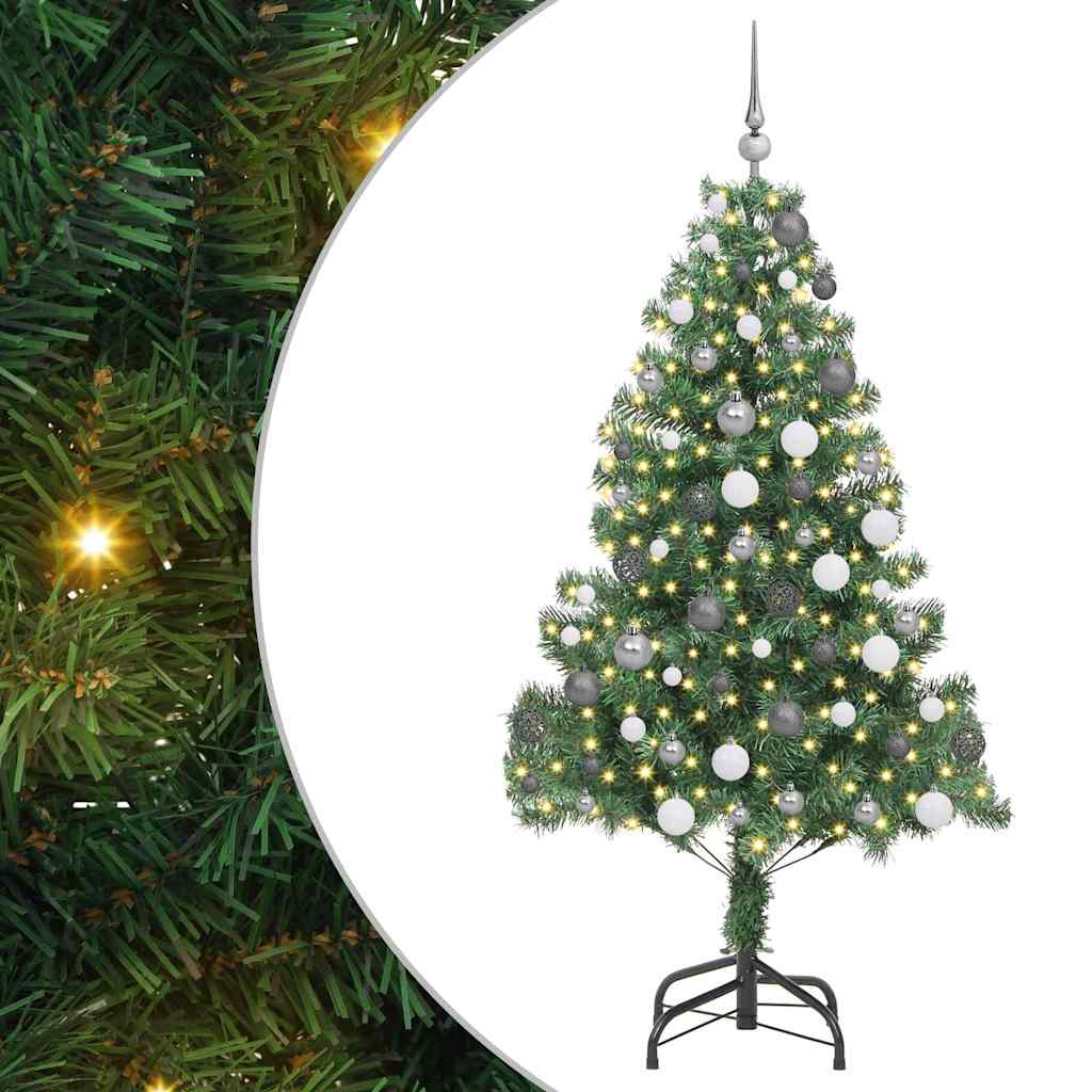 Christmas Tree with LED Light Green 180 cm PVC and Steel