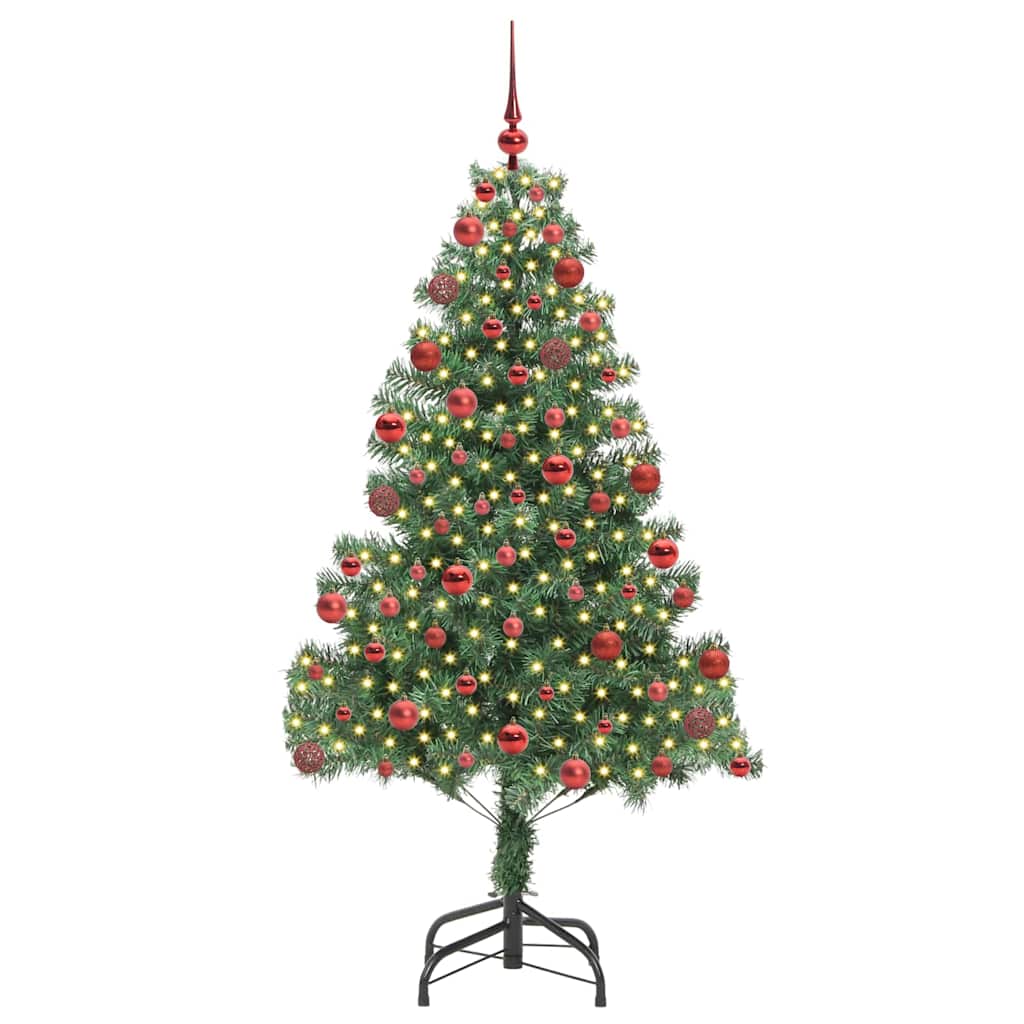 Christmas Tree with LED Light Green 180 cm PVC and Steel