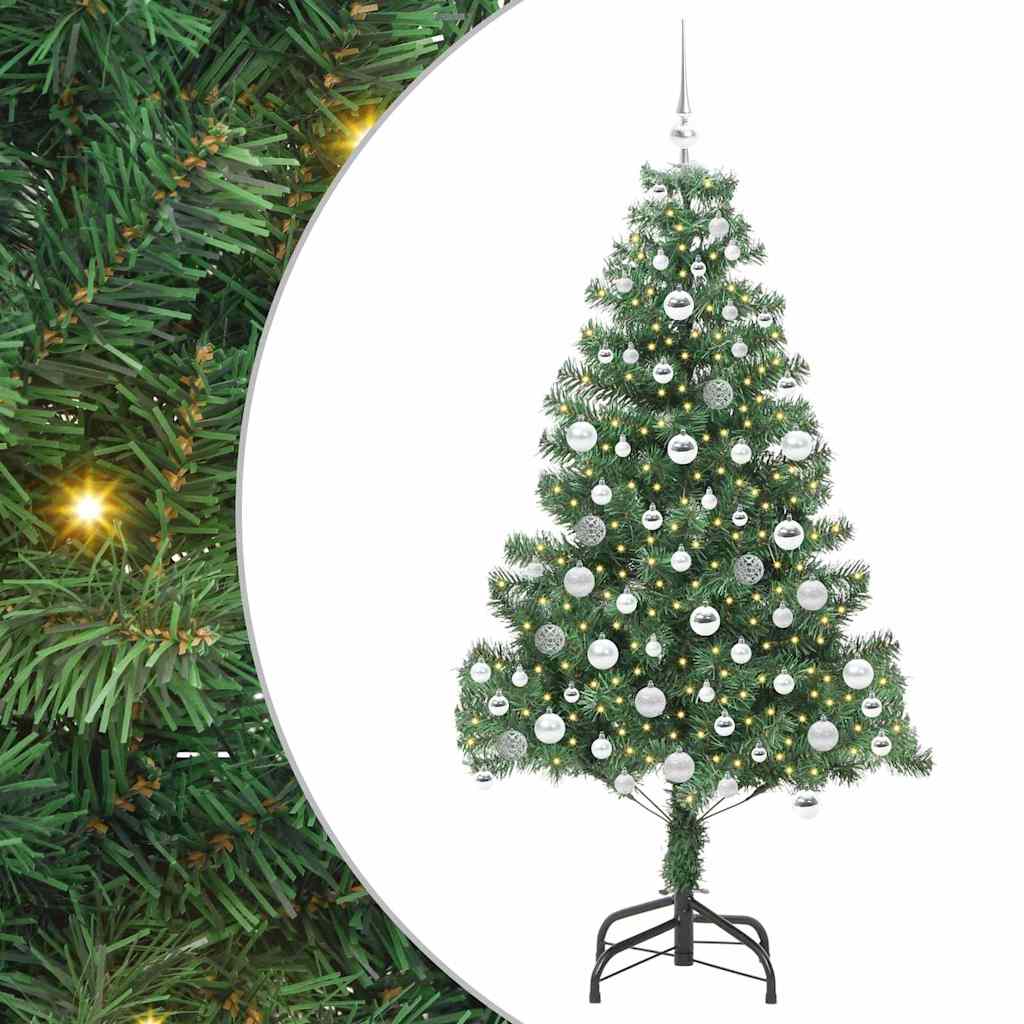 Christmas Tree with LED Light Green 180 cm PVC and Steel