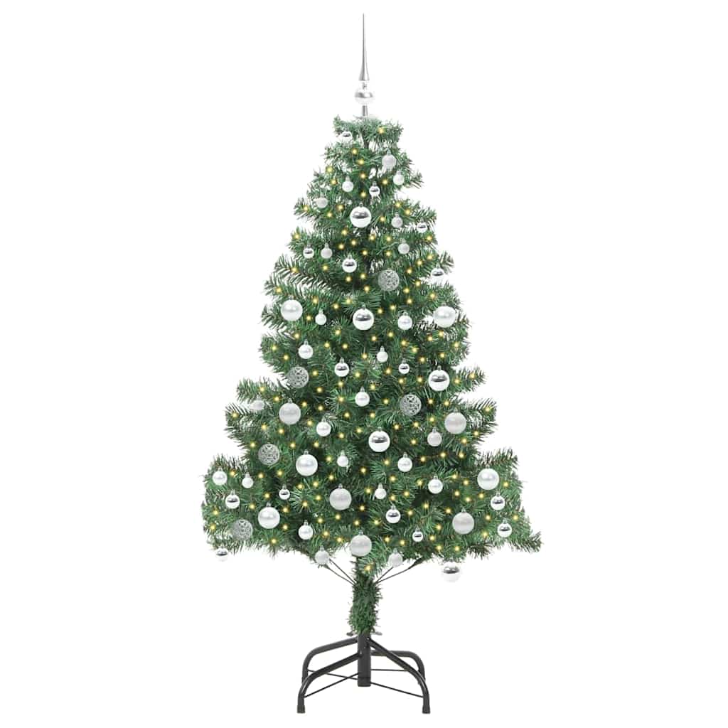 Christmas Tree with LED Light Green 180 cm PVC and Steel