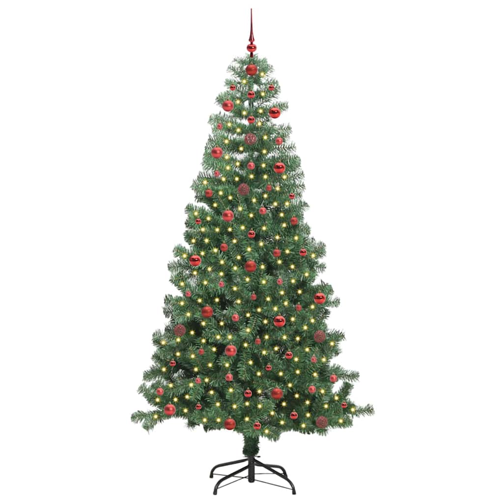Christmas Tree with LED Light Green 240 cm PVC and Steel