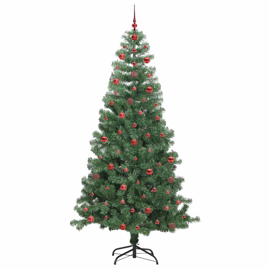Christmas Tree with LED Light Green 240 cm PVC and Steel