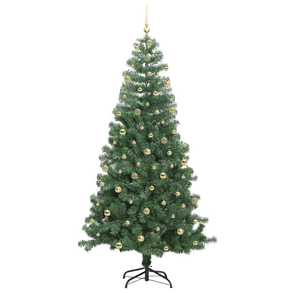Christmas Tree with LED Light Green 240 cm PVC and Steel