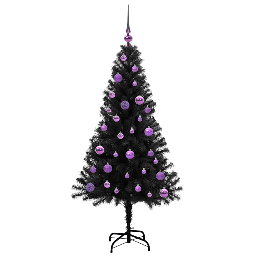 Christmas Tree with LED Light Black 150 cm PVC and Steel