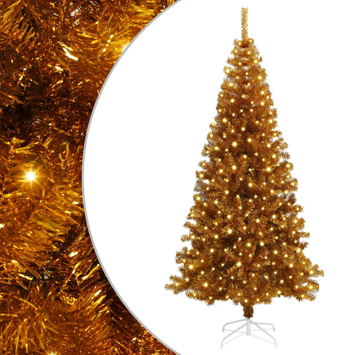 Christmas Tree with LED Light Gold 180 cm PET and Steel