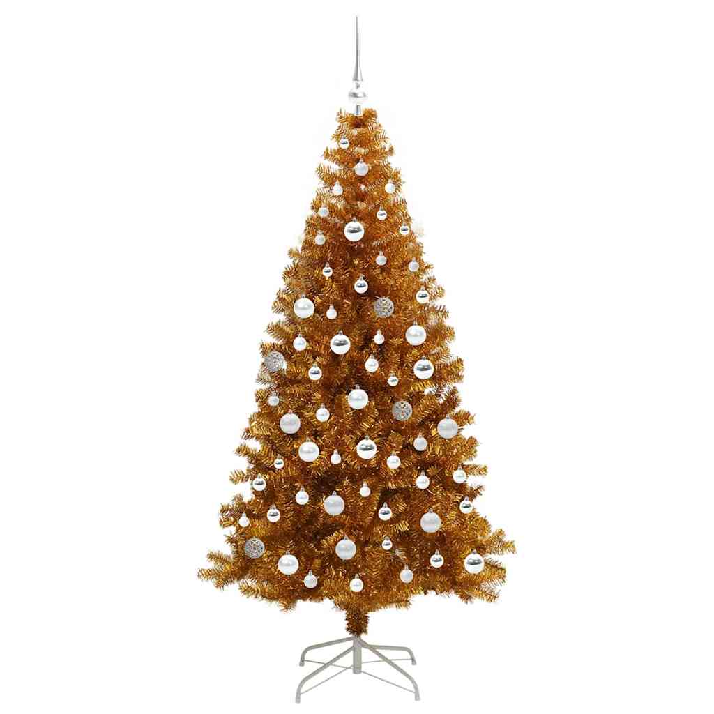 Christmas Tree with LED Light Gold 180 cm PET and Steel