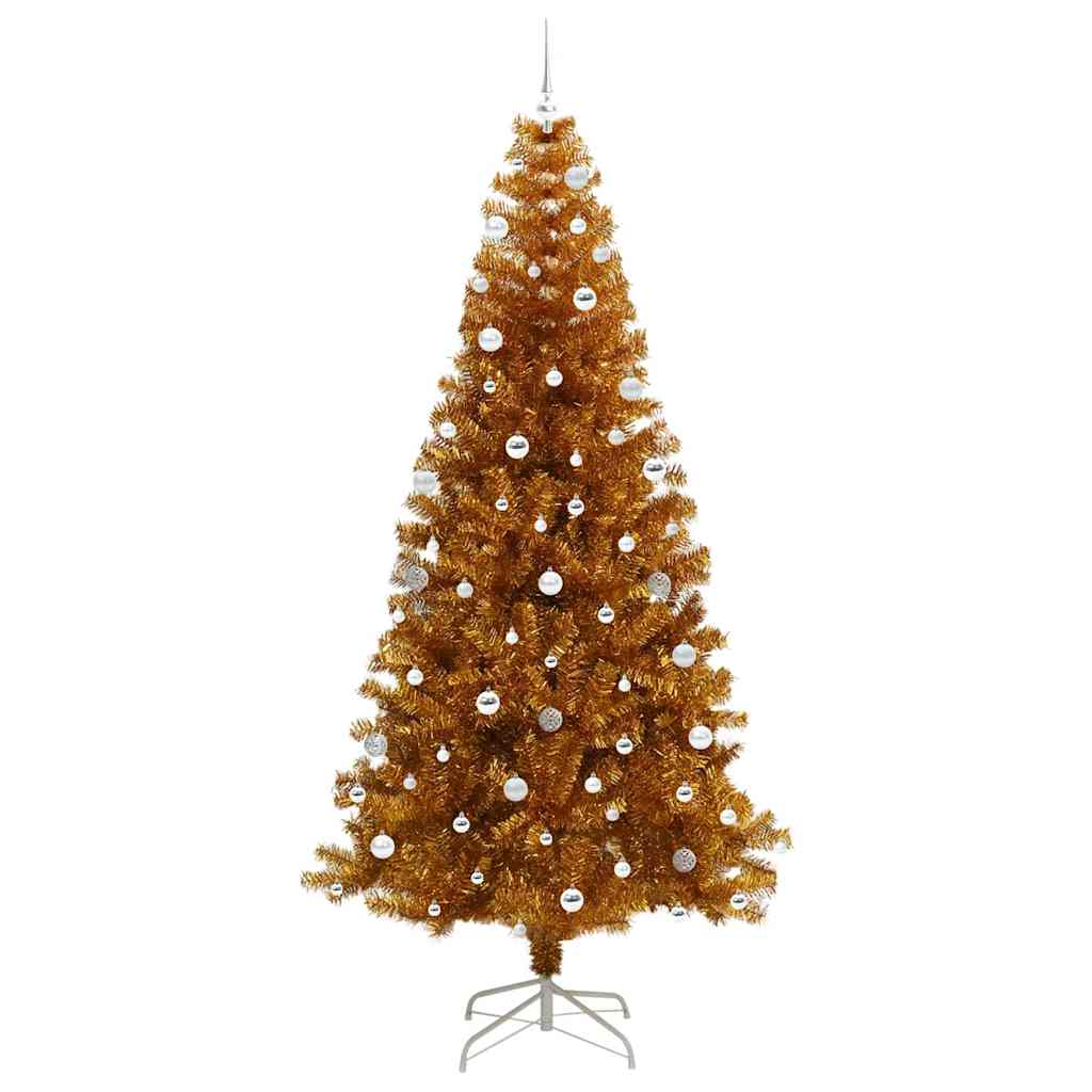 Christmas Tree with LED Light Gold 240 cm PET and Steel