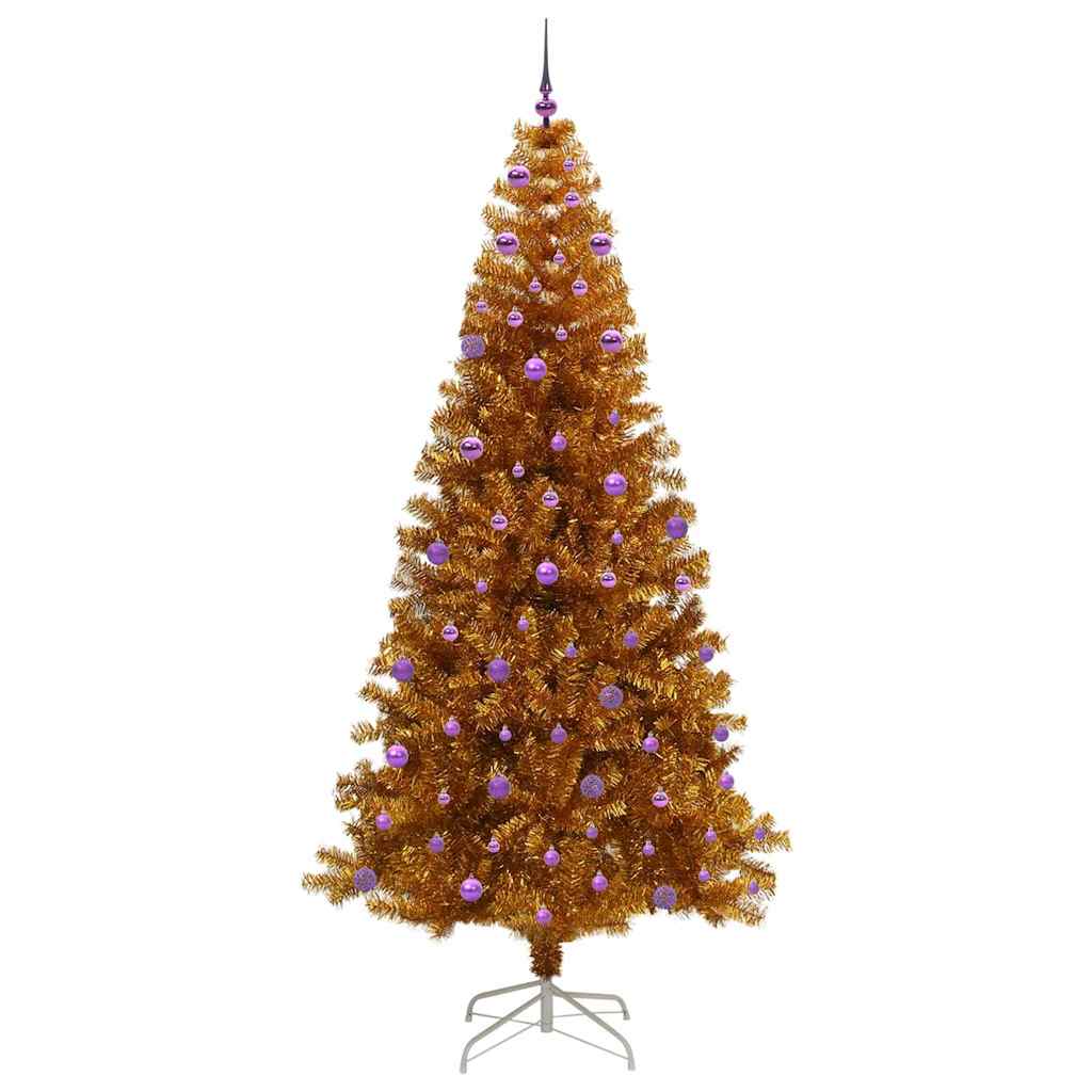 Christmas Tree with LED Light Gold 240 cm PET and Steel