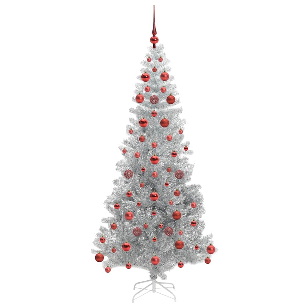 Christmas Tree with LED Light Silver 180 cm PET and Steel