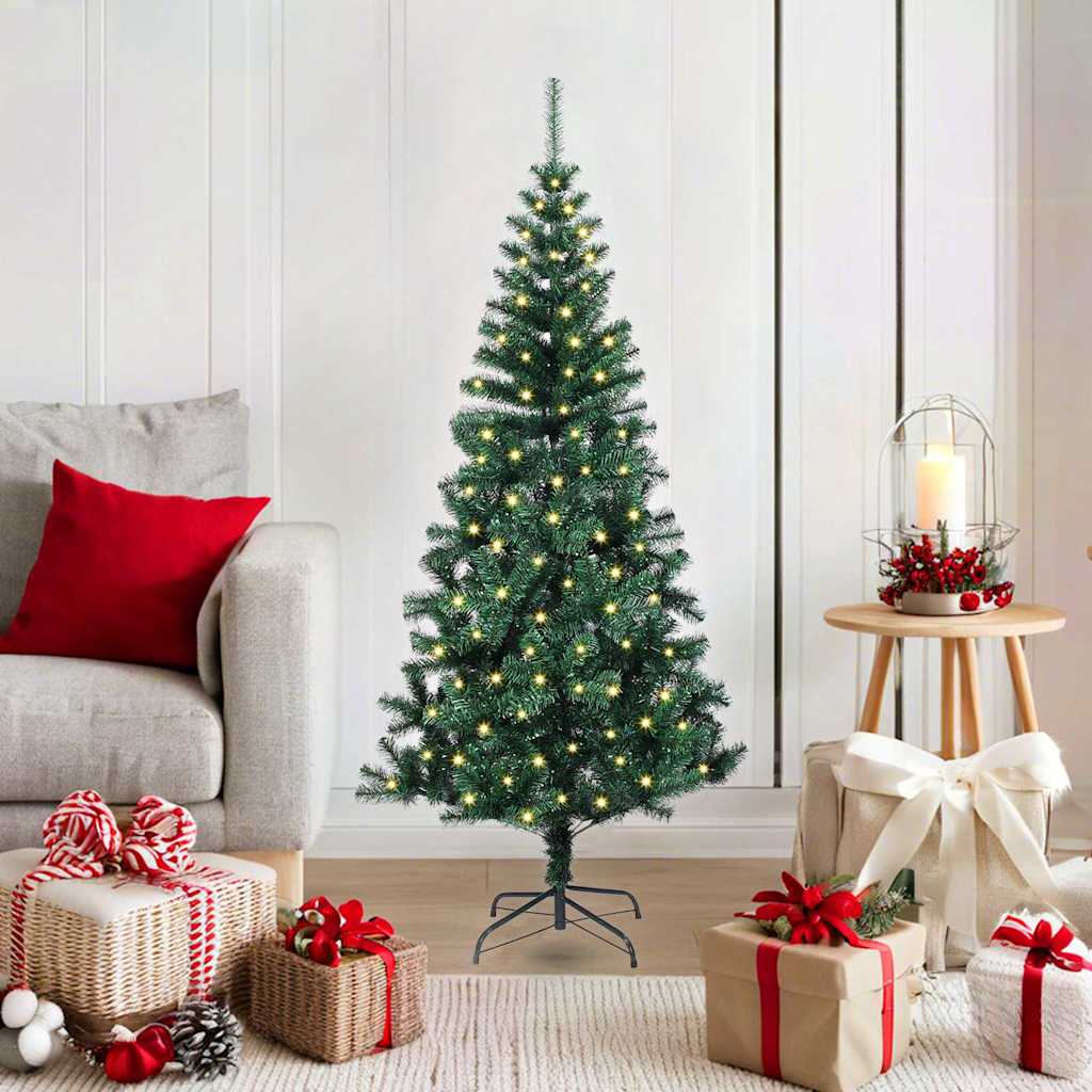 Artificial Pre-lit Christmas Tree Green 120 cm PVC and Metal