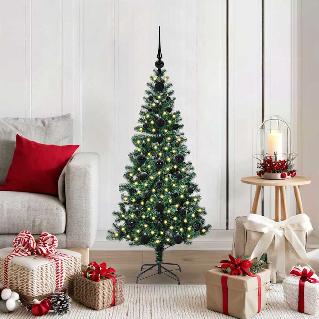 Artificial Pre-lit Christmas Tree Green 120 cm PVC and Metal