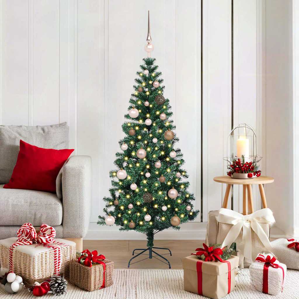 Artificial Pre-lit Christmas Tree Green 150 cm PVC and Metal
