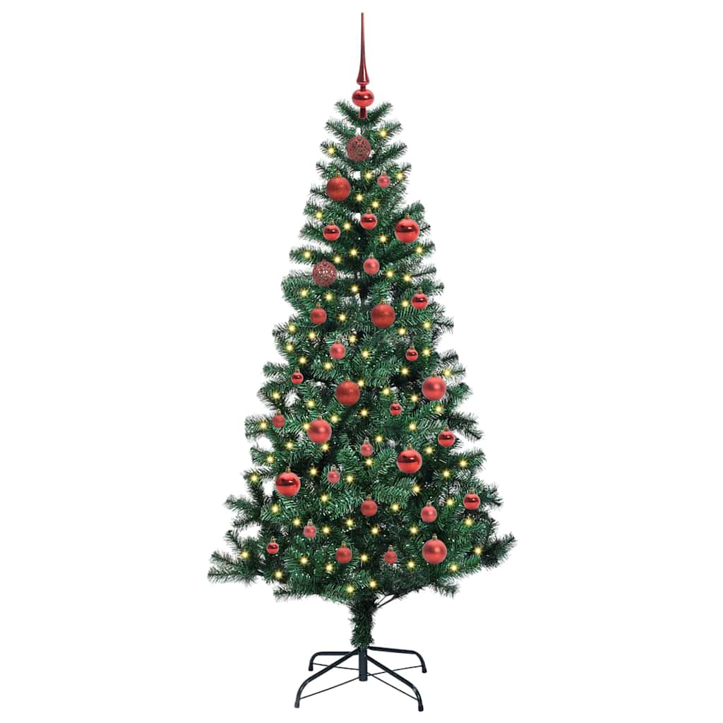 Artificial Pre-lit Christmas Tree Green 150 cm PVC and Metal