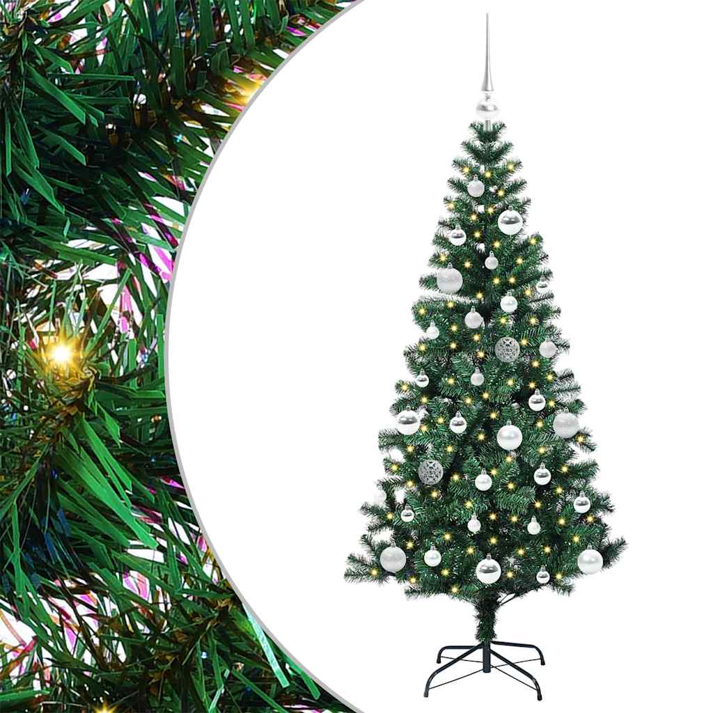 Artificial Pre-lit Christmas Tree Green 150 cm PVC and Metal