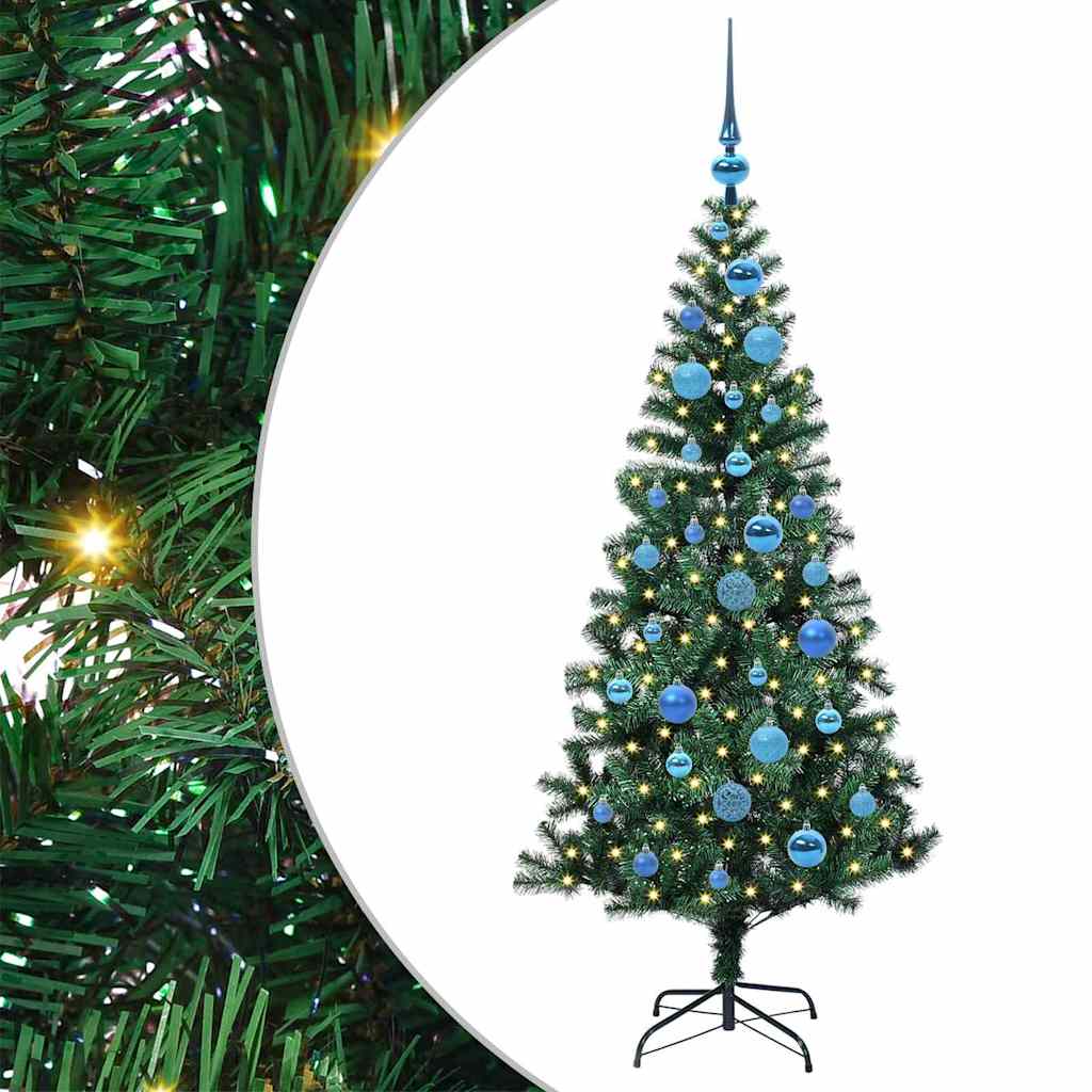 Artificial Pre-lit Christmas Tree Green 150 cm PVC and Metal