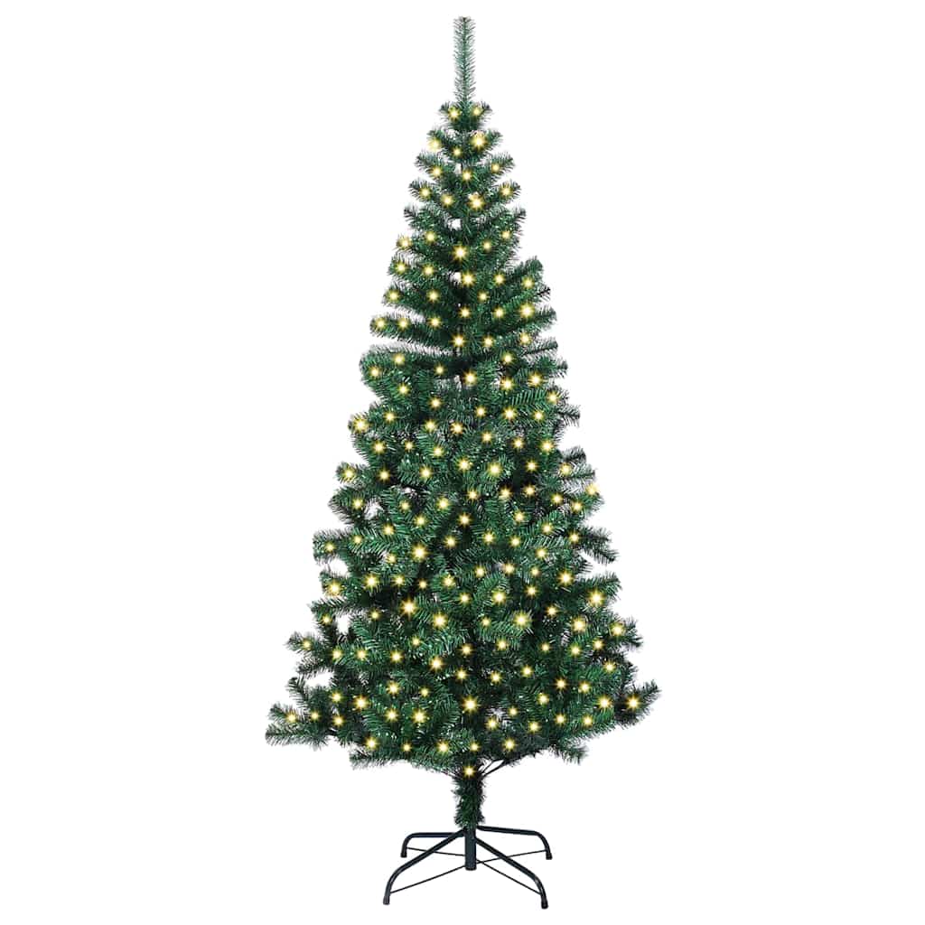 Artificial Pre-lit Christmas Tree Green 180 cm PVC and Metal