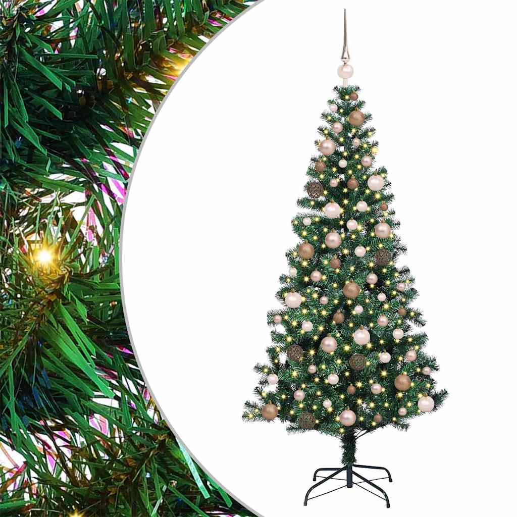 Artificial Pre-lit Christmas Tree Green 180 cm PVC and Metal