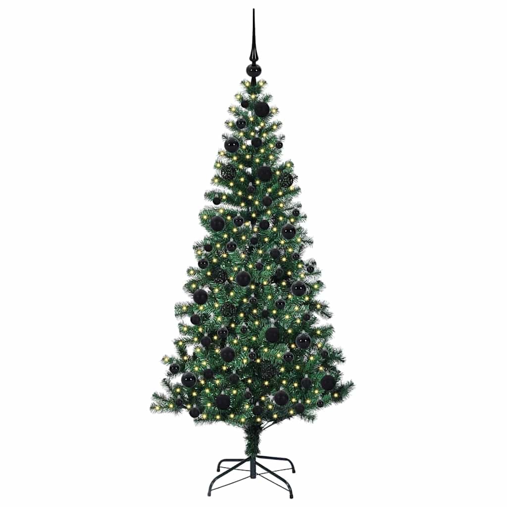 Artificial Pre-lit Christmas Tree Green 180 cm PVC and Metal