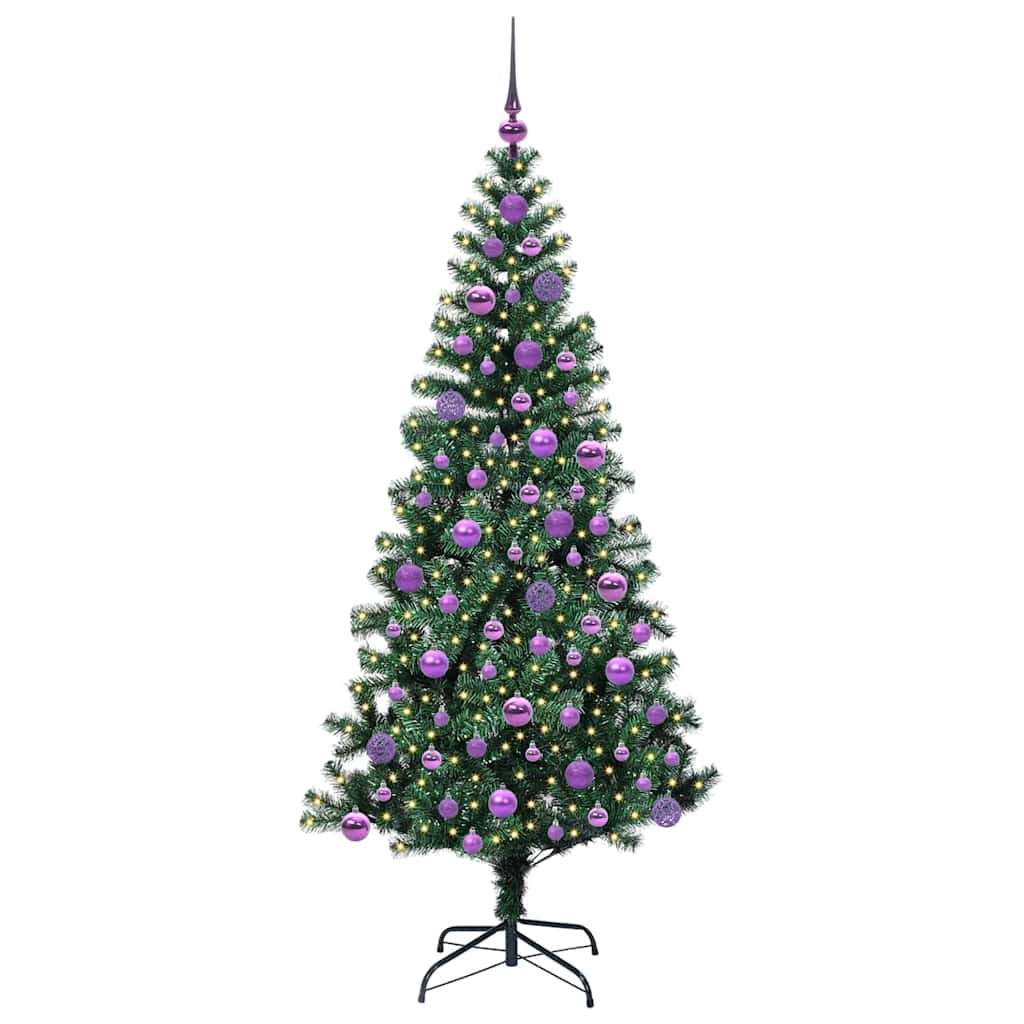 Artificial Pre-lit Christmas Tree Green 180 cm PVC and Metal