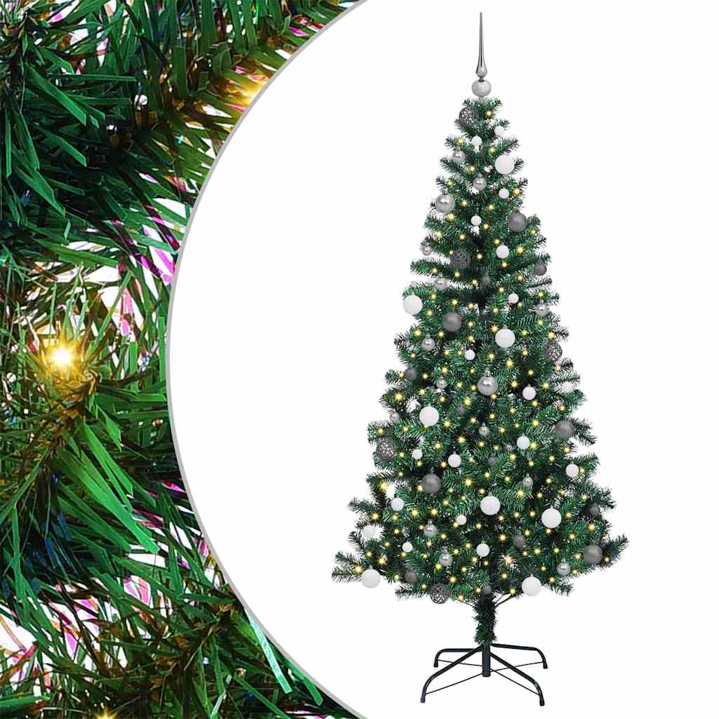 Artificial Pre-lit Christmas Tree Green 210 cm PVC and Metal