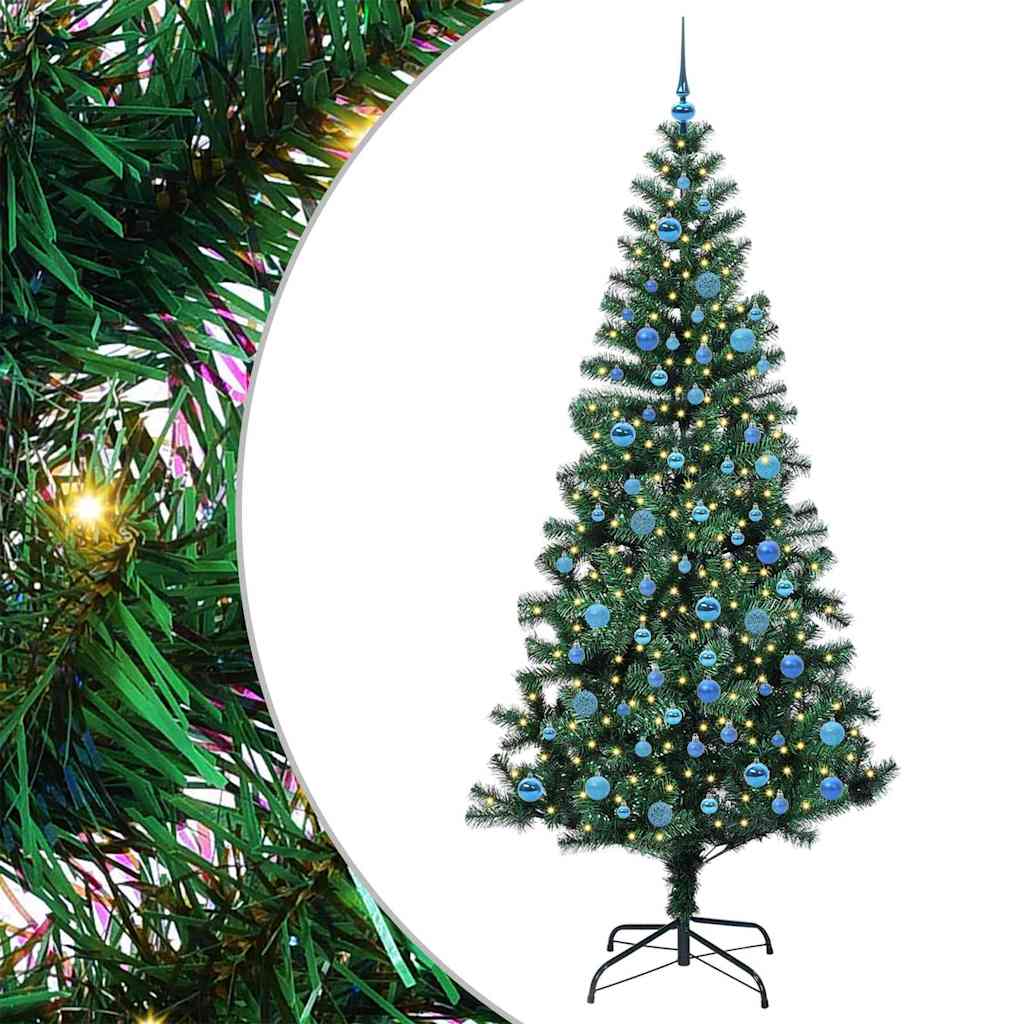 Artificial Pre-lit Christmas Tree Green 240 cm PVC and Metal
