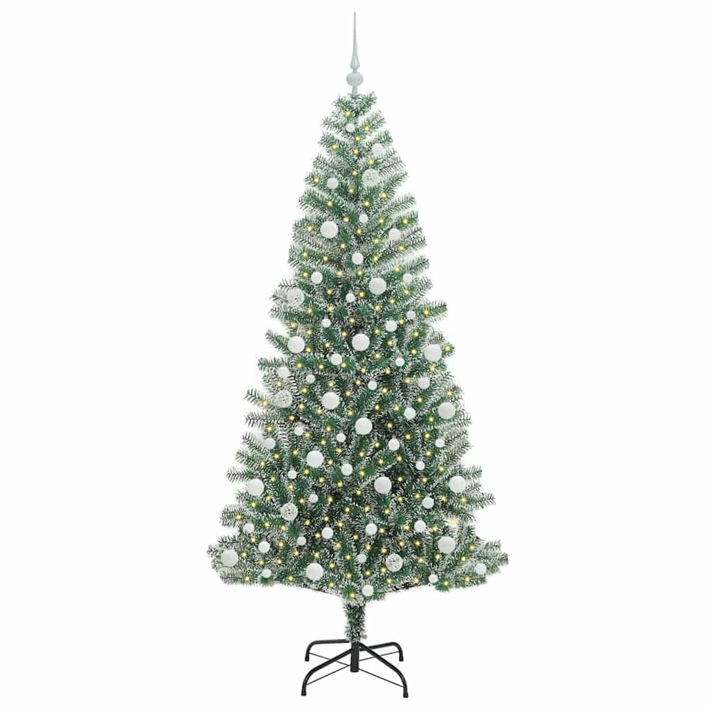 Artificial Christmas Tree Snow Flocked with LED Light 210 cm