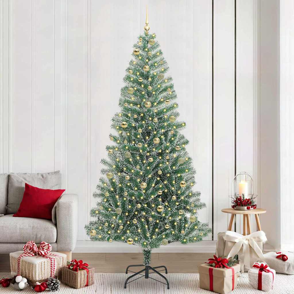 Artificial Christmas Tree Snow Flocked with LED Light 240 cm