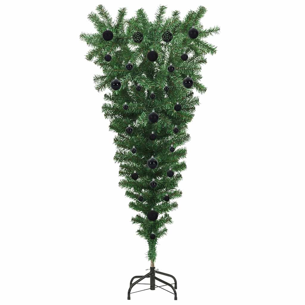 Upside-down Artificial Pre-lit Christmas Tree with Ball Set PVC