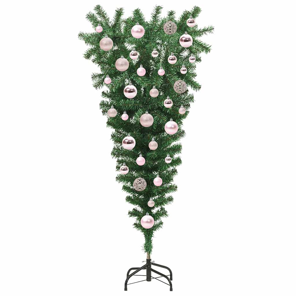 Upside-down Artificial Pre-lit Christmas Tree with Ball Set PVC