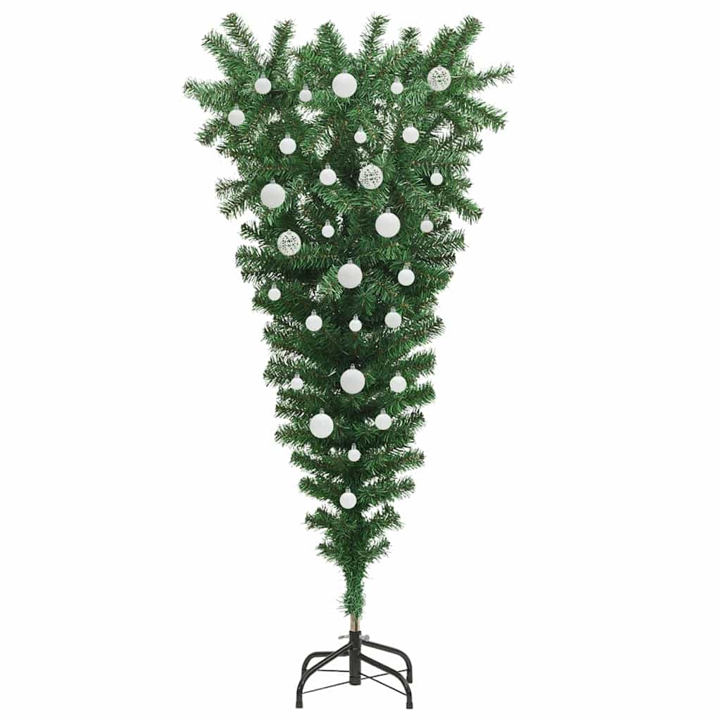 Upside-down Artificial Pre-lit Christmas Tree with Ball Set PVC