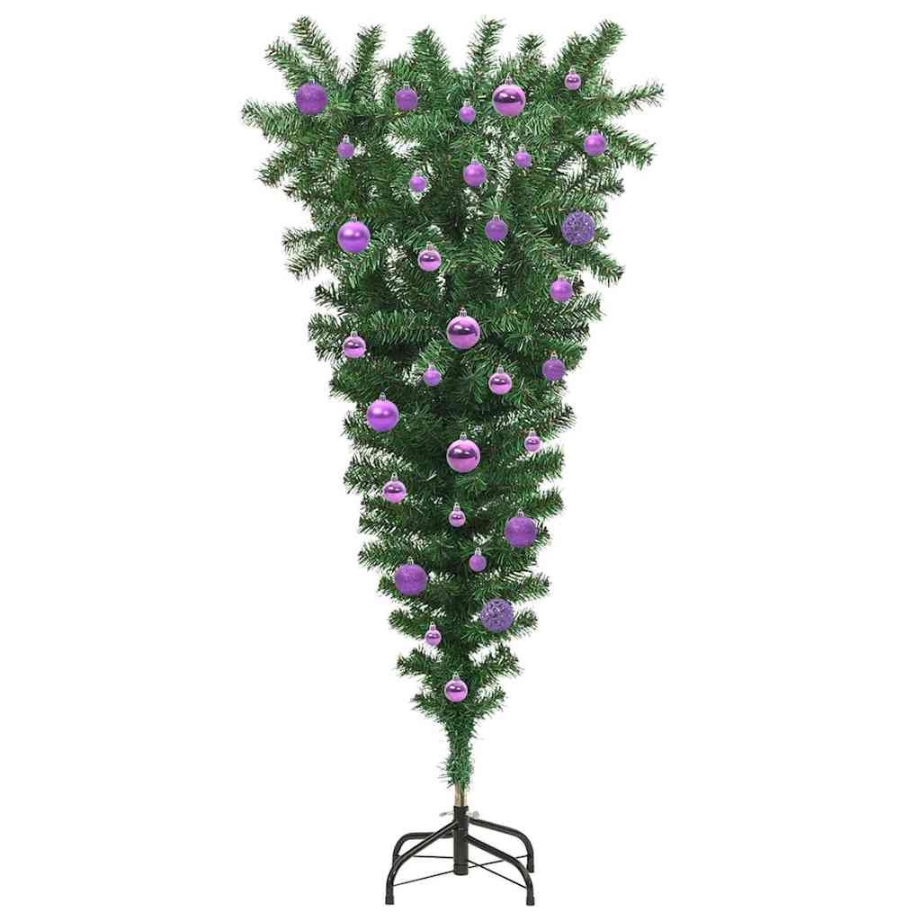Upside-down Artificial Pre-lit Christmas Tree with Ball Set PVC