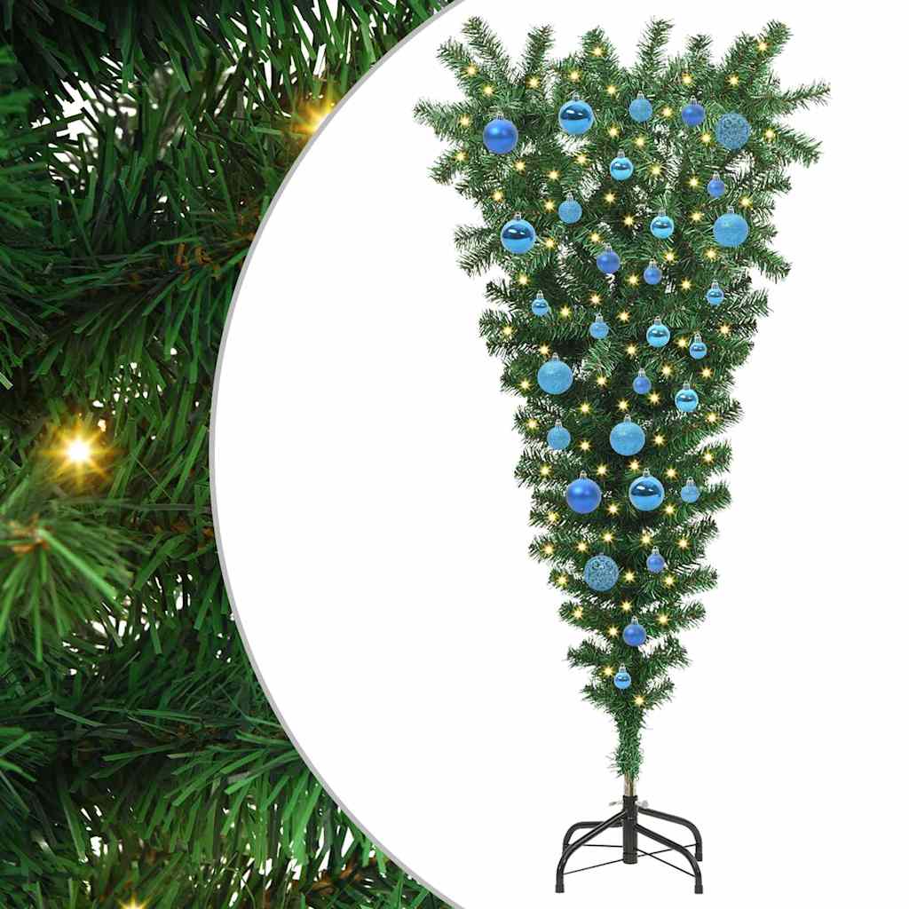 Upside-down Artificial Pre-lit Christmas Tree with Ball Set PVC