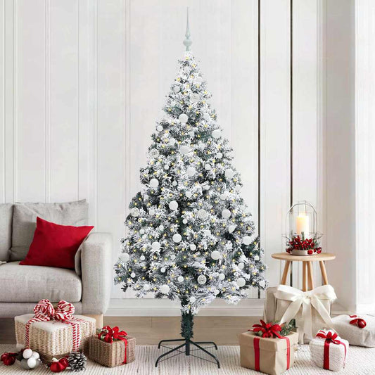 Artificial Christmas Tree with 300 LEDs with Stand White 210 cm