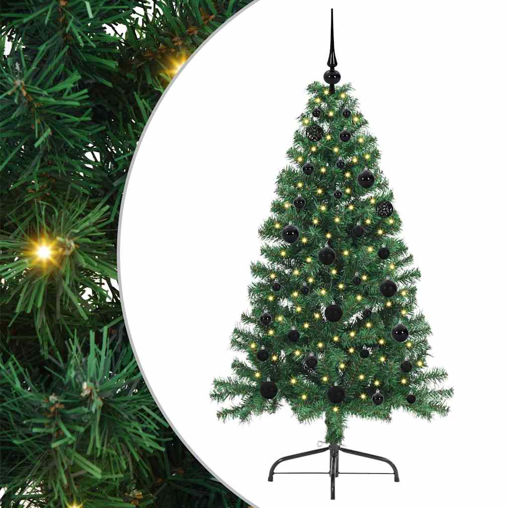 Artificial Pre-lit Christmas Tree Green 150 cm PVC