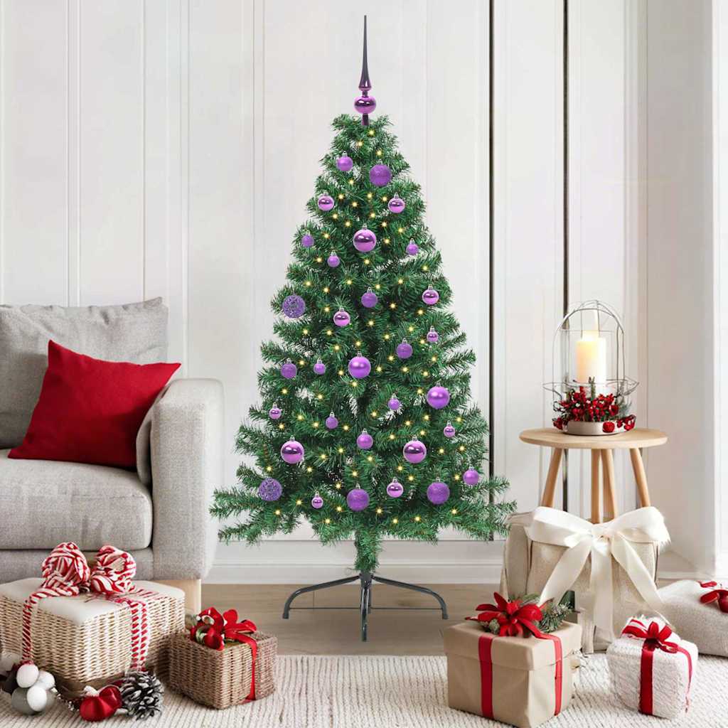 Artificial Pre-lit Christmas Tree Green 150 cm PVC