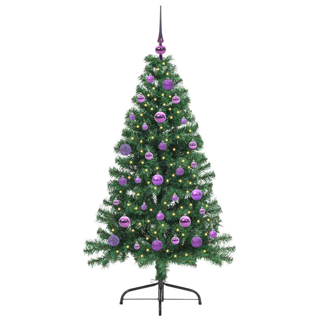 Artificial Pre-lit Christmas Tree Green 150 cm PVC
