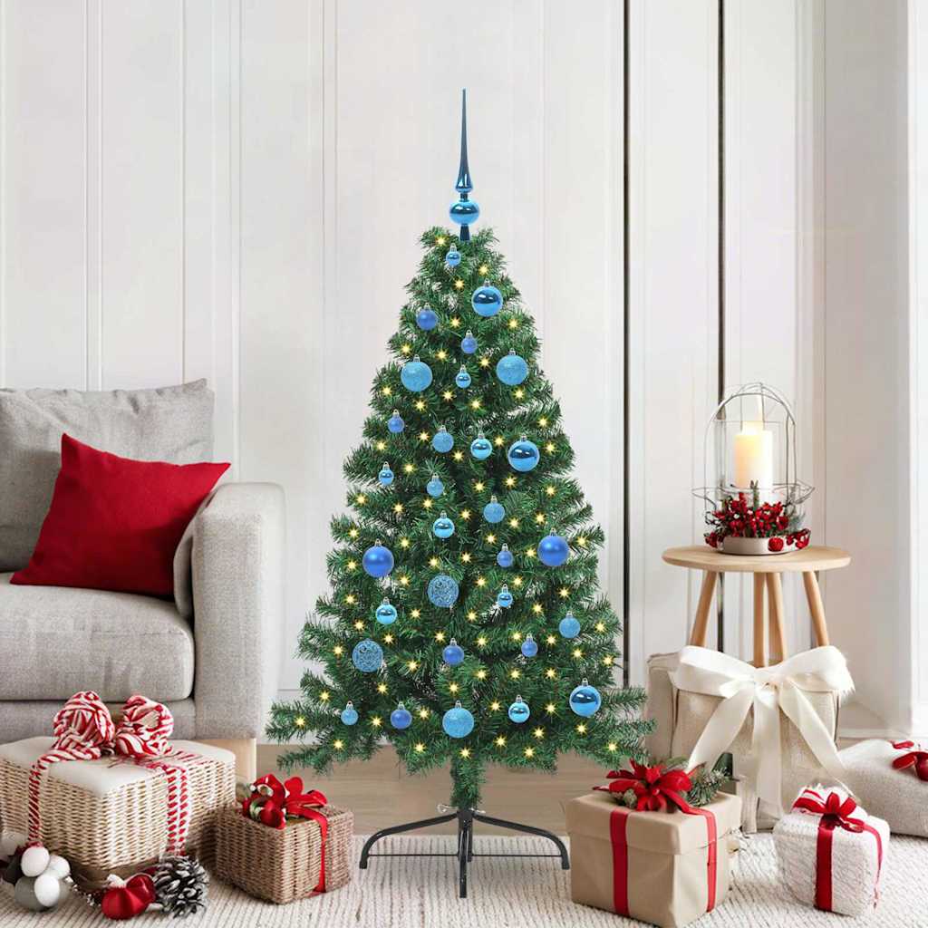 Artificial Pre-lit Christmas Tree Green 150 cm PVC