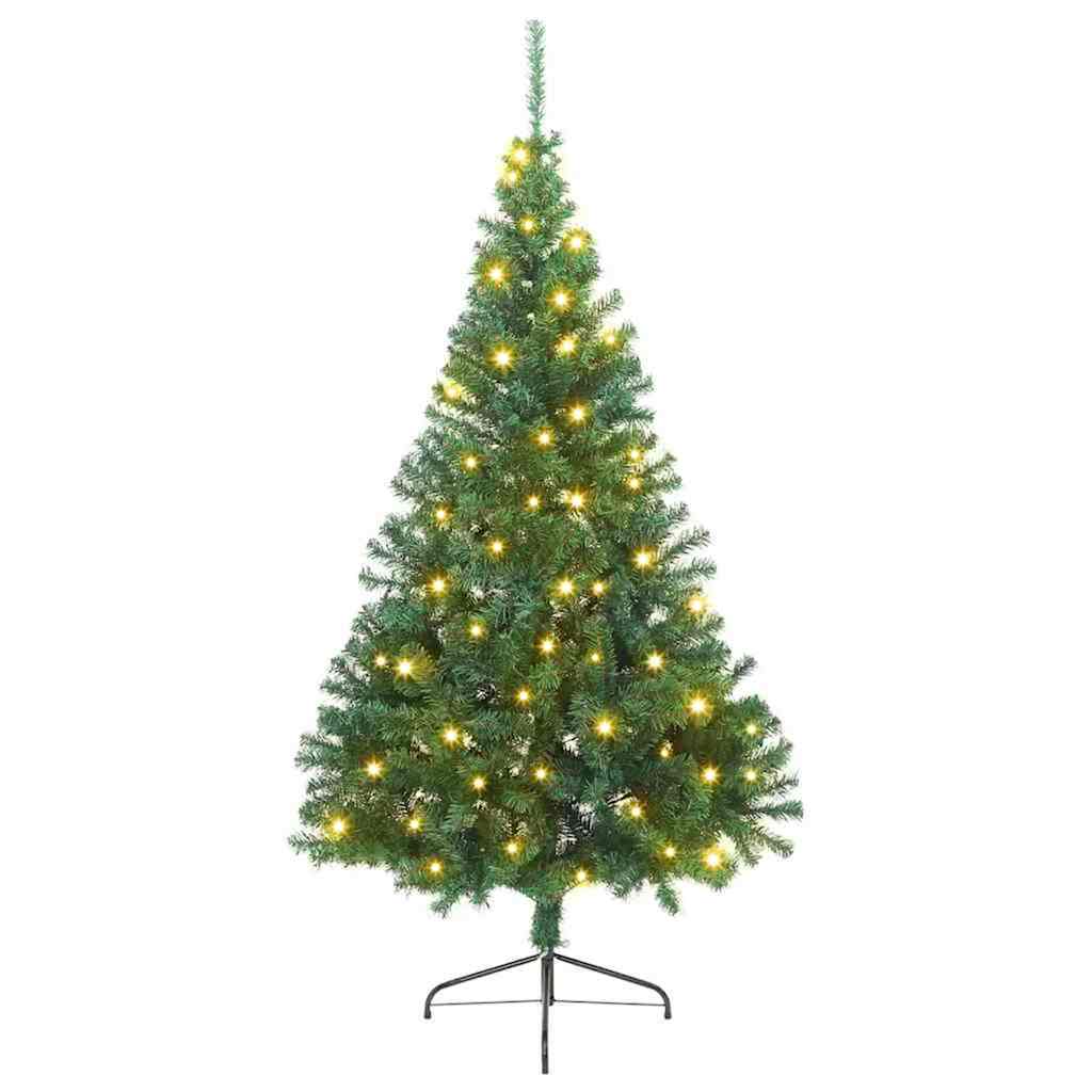 Artificial Pre-lit Christmas Tree Green 180 cm PVC