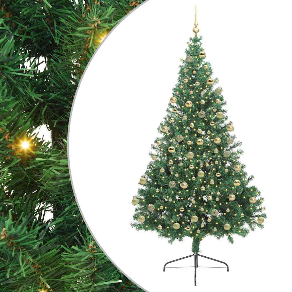 Artificial Pre-lit Christmas Tree Green 180 cm PVC