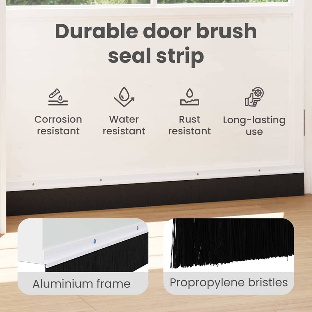 Screw-on Door Brush Seals 6 pcs White 100 cm Aluminium Alloy