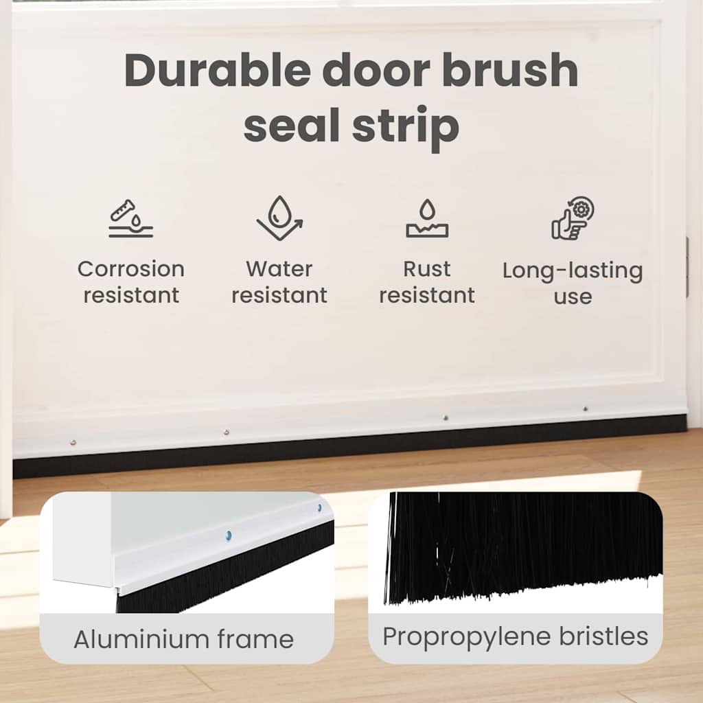 Screw-on Door Brush Seals 12 pcs White 100 cm Aluminium Alloy