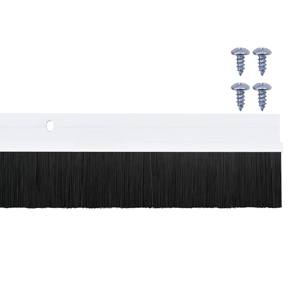 Screw-on Door Brush Seals 12 pcs White 100 cm Aluminium Alloy