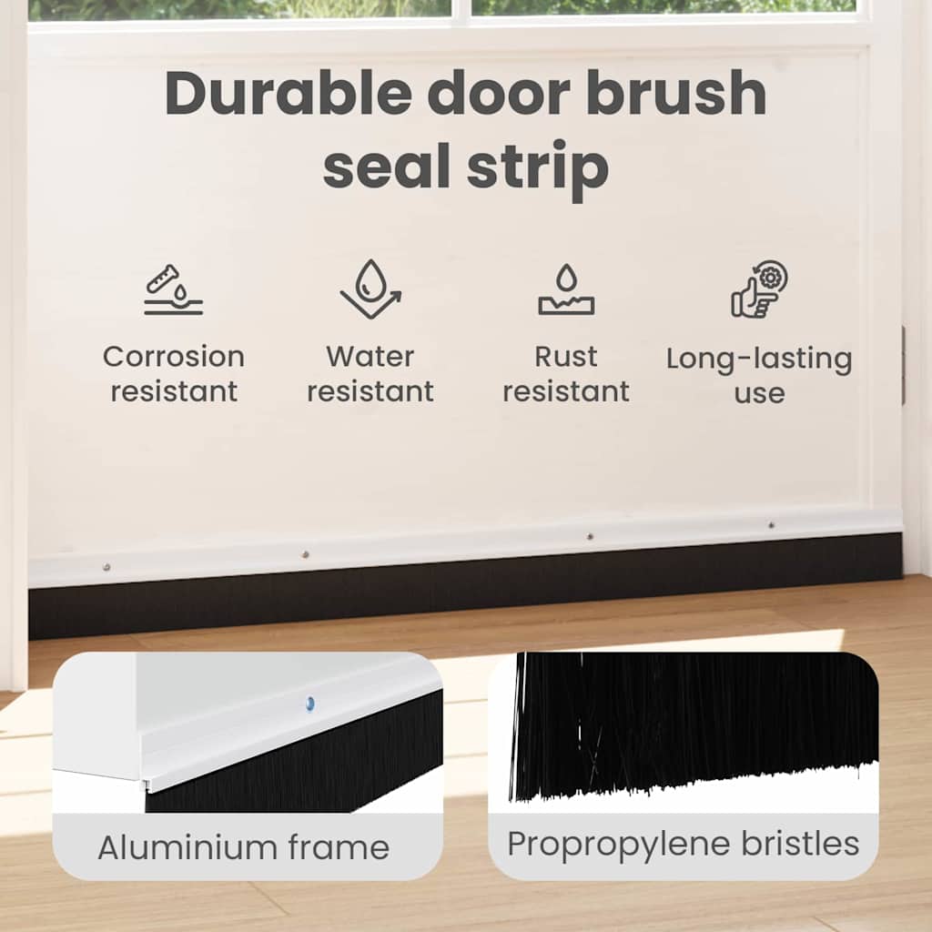 Screw-on Door Brush Seals 12 pcs White 100 cm Aluminium Alloy