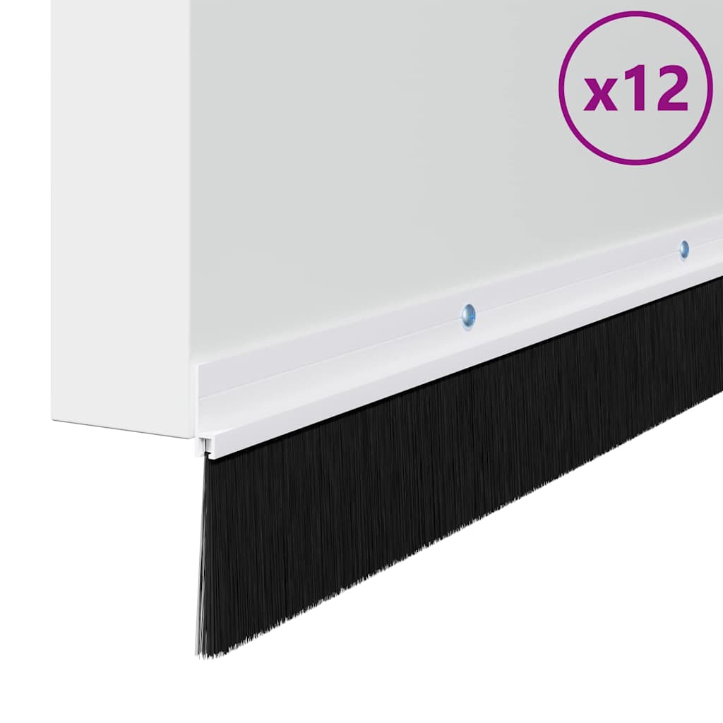 Screw-on Door Brush Seals 12 pcs White 100 cm Aluminium Alloy