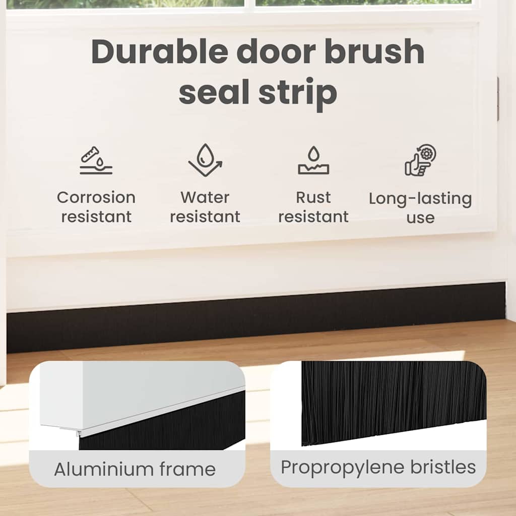 Screw-on Door Brush Seals 6 pcs White 100 cm Aluminium Alloy