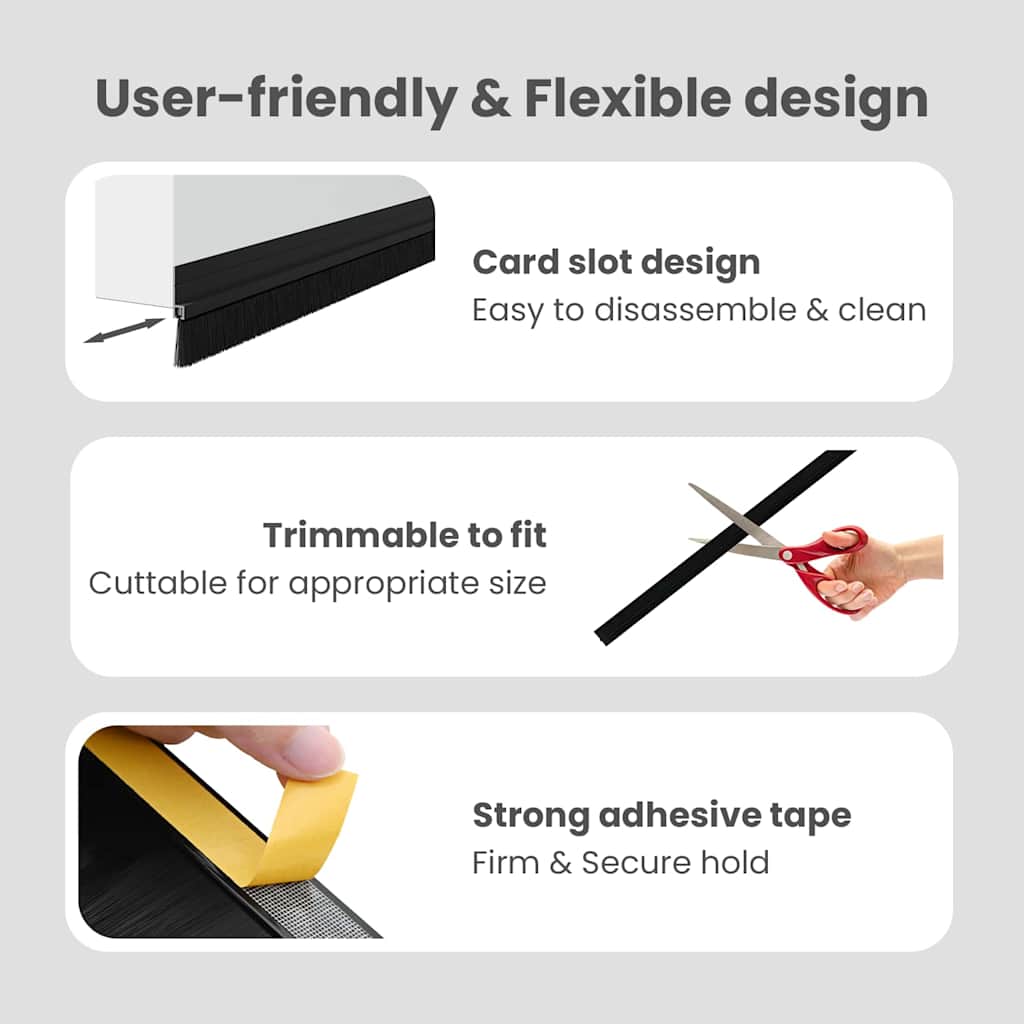 Self-adhesive Door Brush Seals 6 pcs Black 100 cm