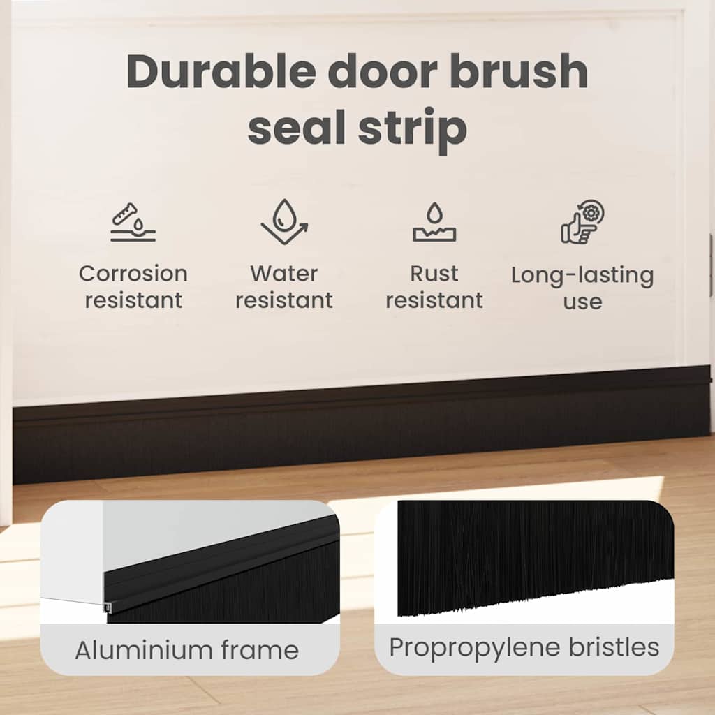Self-adhesive Door Brush Seals 6 pcs Black 100 cm
