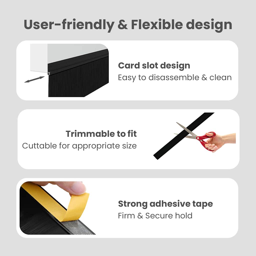 Self-adhesive Door Brush Seals 6 pcs Black 100 cm