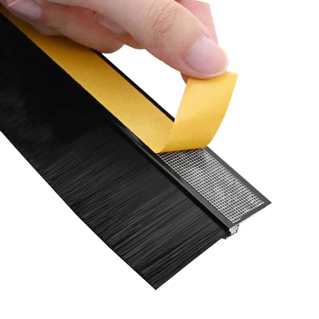 Self-adhesive Door Brush Seals 12 pcs Black 100 cm